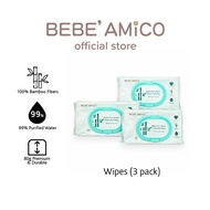 [Saver Pack] Bebe Amico Official Store Baby Pure Water Cleansing Wipes - 100% Bamboo Fibre (80pcs x 