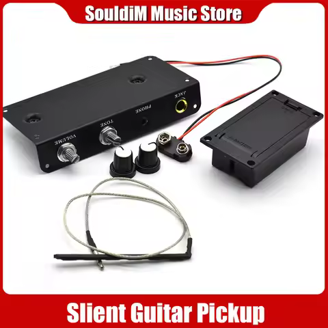Active Mute Guitar Pickup with Battery Box for Travel Static Guitar Players Black Silent Guitarra Ac