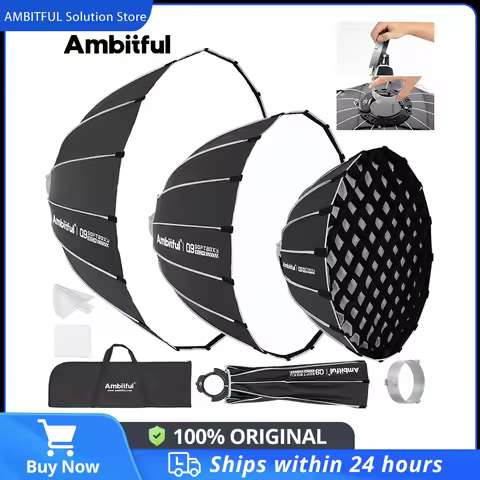 AMBITFUL Q9 60cm 90cm 120cm Quick Installation Parabolic Softbox Bowens Mount for COLBOR Godox Aputu
