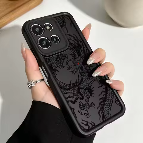 Luxurious Black Dragon Pattern Cover For Motorola Moto G86 G85 G75 G56 G35 G24 G06 Edge 70 60 50 Fus