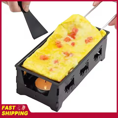 Cheese Raclette Carbon Steel Kitchen Gadgets Non-Stick Raclette Grill Cheese Melter Pan w/ Spatula F