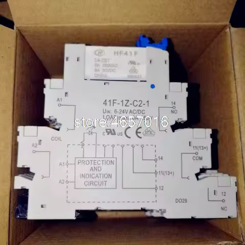 41F-1Z-C2-1 HF41F 5V 12V 24V 6A 1CO Slim Relay Mount On Screw Socket with LED and Protection Circuit