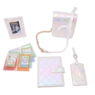 Protective Case Square Plaid Embroidery Thread PU Leather Bag with Photo Album Frame Boarding Pass S