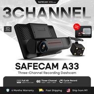 SAFECAM A33 Triple 3 Camera 1080P Dashcam Front Cam + Inner Cam + Rear Cam (4")