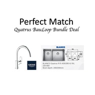 Blanco Quatrus Stainless Steel Sink BUNDLE With GROHE Sink Mixer Tap