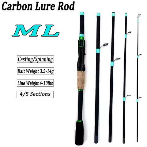 1.8-2.1m 4/5 Section Carp Fishing Rod Ultralight Weight Spinning Casting Pole Line WT.4-10LBS Feeder