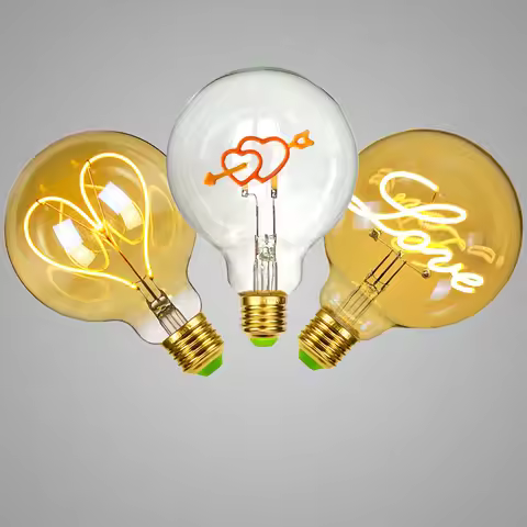 1PC Edison Vintage LED Bulb, Support Dimming E27 Heart Antique LED Filament Lamp 4W Decorative Bulb 