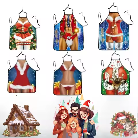 Christmas festival apron decoration non-woven fabric table cleaning tools 50x70cm sleeveless apron, 