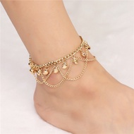 [Cutewomen2020] Fashion Gold Versatile Bohemian Wave Tassel Bell Beach Anklet for Women