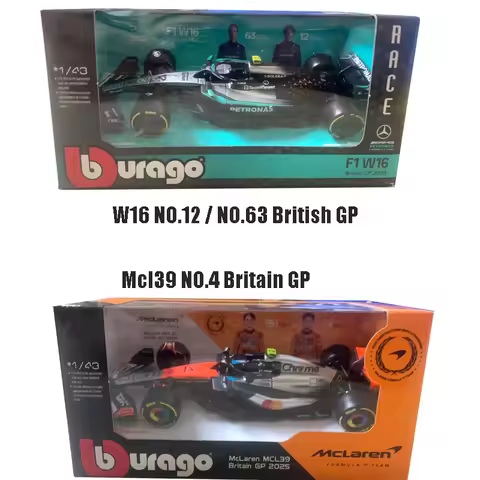 Bburago 1:43 Mclaren F1 Mcl39 2025 Britain Gp Alloy 2025 F1 Model car Toys Mercedes W16 NO.12 / NO.6