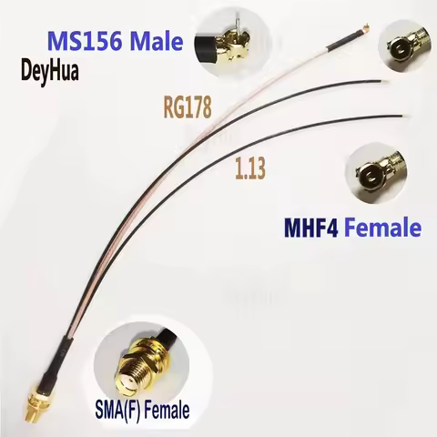 SMA Female to MS156 Male + MHF4 Female RG178 RF1.13 Cable Antenna Extension Jumper Pigtail,1PCS