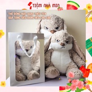 [Embroidered Name Gift] Rabbit Teddy Bear with Embroidered Name, Lovely Soft Fur Long Ears for Child