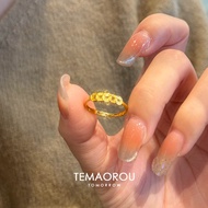 ring ring woman Flashing Sand Gold Five Emperor Coin Ring Female New Chinese Style Ancient Method Li