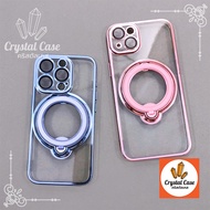 Luxury Shiny Camera Lens Protection Clear Back Case Magnetic Ring For Wireless Charger I15 I15+ I15P