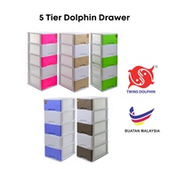 Twins Dolphin 5 Tier Plastic Drawer Plastic Cabinet Storage Cabinet