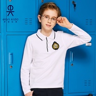 Eton Gide School Uniform College Children's Long-Sleeved T-Shirt White Autumn Solid Color Men's Long