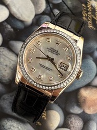 🌈🌈新返貨啦🌈🌈ROLEX DATEJUST 116185🤎💛18K玫瑰金原裝貝母面🐚原裝鑽石圈水泡石字💎連原裝18K玫瑰金摺扣❤️‍🔥VU2875（廣華街店）
