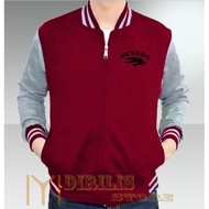 Jaket Varsity Baseball Pria / Wanita Nevada Text Hitam /Sweater /Bomber / Hoodie / Jaket