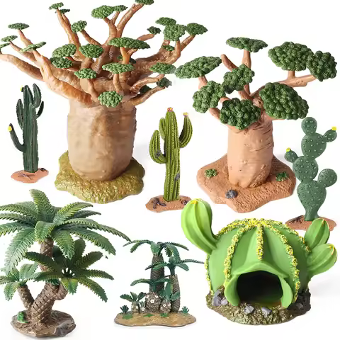 Oenux Simulation Home Decoration Stone Tree Stump Baobab Cacti Farm House Car Fence Accessory Animal