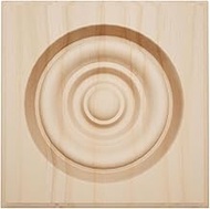 2 1/2"W x 2 1/2"H x 7/8"P Americraft Solid Hardwood Stain Grade Square Rosette with Center Bullseye 