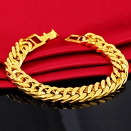 Jewelry 12mm Plated 24K Gold Cuban Classic Men's Bracelet Bracelet Snake Bone Chain