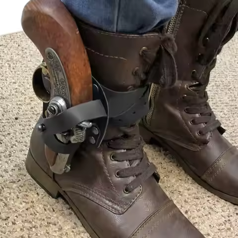 Mini Pistol Derringer Holster Leg Garter Renaissance Pirate PU Leather Flintlock Gun Holder Steampun