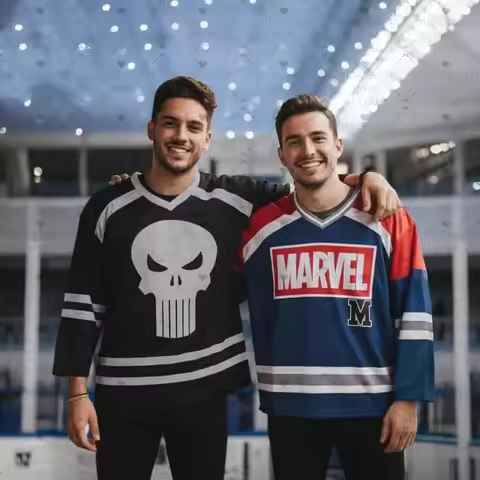 2026 mens Vintage Marvel Hockey Jersey With Punisher Skull and Spider-man Design Marvel Superhero lo