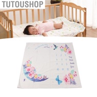 tutoushop Baby Milestone Blanket  Photo Prop 39.4in Wide Squared Flowers Birds Pattern for Photograp