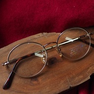 經典簡約金絲弧形線性半框式圓型鏡框 細框古董眼鏡Japan/glasses