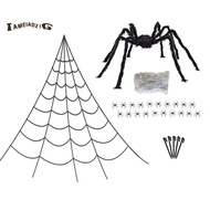 Halloween Spider Web Decorations 275" Triangular Huge Spiders Web +78" Giant Fake Spider for Yard, P