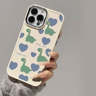 Casing for iPhone 11 13 14 15 14promax 13Promax 15promax 11Promax 8plus 7plus x xs max 12 Small Dinosaur Heart Pattern Simple Personalized Metal Photo Frame Soft Case
