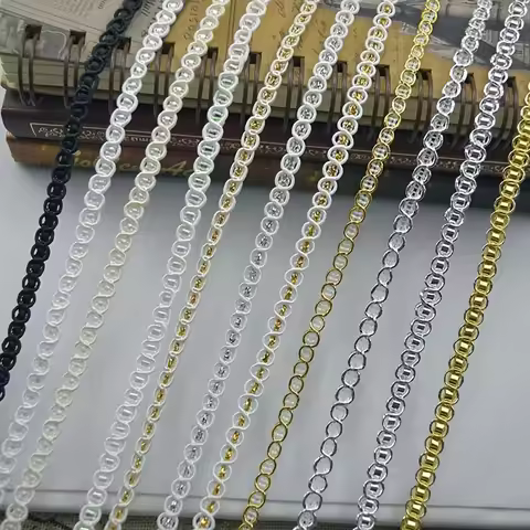 5m/16.4ft Each Pack Gold White Lace Silk Trims Dress Sewing Curve Handmade DIY Craft Embroidery Curt