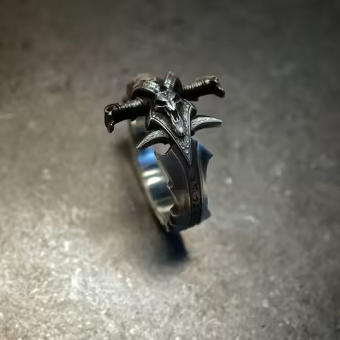 2025 Retropunk World of Warcraft Frostmourne Sword Ring