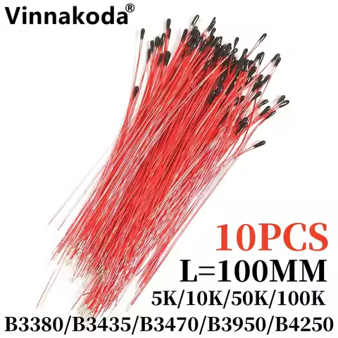 10PCS NTC enamelled wire thermistor 5K 10K 50K 100K B3380 B3435 B3470 B3950 B4250 1% temperature sen