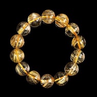 【正佳珠寶】金鈦晶 蒐藏級玻璃體順絲鈦 16.5-16.8mm 金鈦晶手珠