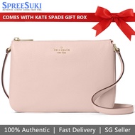 Kate Spade Handbag In Gift Box Crossbody Bag Leila Triple Gusset Crossbody Rose Smoke Pink # WKR00448