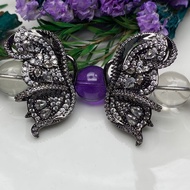 Gun Black Butterfly Light Pengekalan Warna Mewah Micro Inlaid Zircon Butterfly Spacer Beads Aksesori