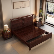 Katil kayu padu gaya Cina baharu, katil double 1.8m untuk bilik tidur utama moden, katil perkahwinan