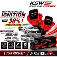 KSW S+ SPORT PLUG PENCIL COIL IGNITION CAMRY ACV40 ACV41 ESRIMA ACR50 ALPHARD VELLFIRE ANH20 INNOVA 