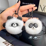 Cute Imitation Rex Rabbit Fur Panda Car Keychain Plush Pendant Sex Creative Plush Doll School Bag Or