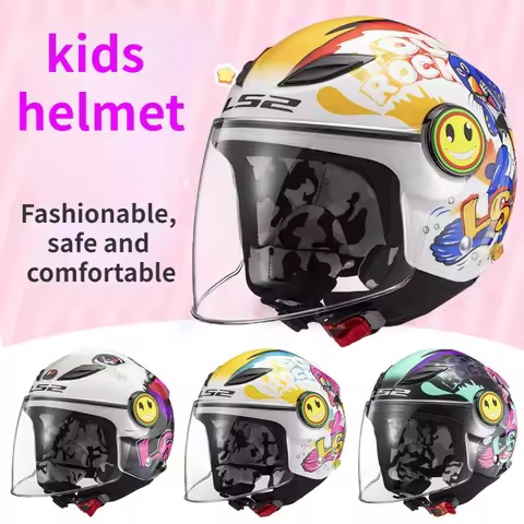 LS2 Original Motorcycle Children's Helmet LS2 OF602 Motorbike Kart Kids Safety Helmets 3/4 Open Face