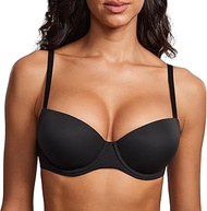 Lightly Padded Bra with Underwire Balconette Bra T-Shirt Soft, black, 32DDD