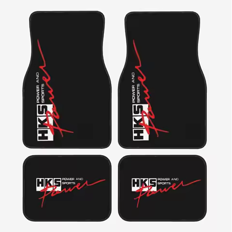 4pcs- Car Floor Mats With HKS POWER AND SPORTS Logo And Vibrant Color Prints, Car Interior Upgrades,