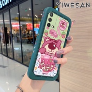 Yiเวปไซต์สำหรับ OPPO A74 4G A95 4G F19 F19sเคสการ์ตูนน่ารักลายสตรอเบอร์รี่หมีดีไซน์ใหม่เคสโทรศัพท์ขอบสี่เหลี่ยมเคสซิลิโคนลวดลายฝาครอบกล้องกันกระแทกเคสป้องกันแบบนิ่ม