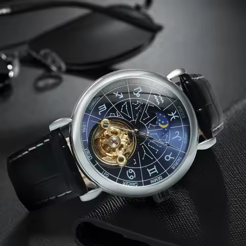 WINNER Luxury Mechanical Watch for Men 12 Zodiac Constellations Astronomical Luminous Automatic Watc