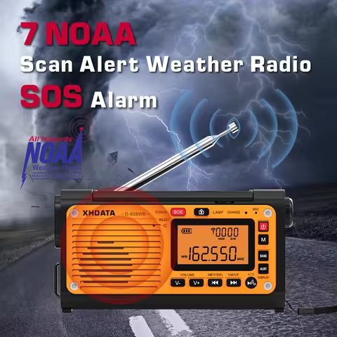 XHDATA D-608WB FM/AM/SW/NOAA Alarm Portable Crank Radio Multifunction Emergency Weather Radio Blueto