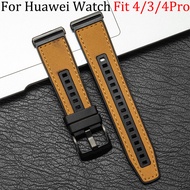 Silicone+leather StrapFor Huawei Watch Fit 4/3/4Pro Watch Band Soft Sport Replacement Strap for Watc