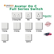 Schneider AvatarOn C Switch,Socket,DATA POINT | White / Dark Grey / Wine Gold