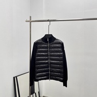 8Y7L Moncl'''e Knitted Patchwork Sleeve Women's Jacket Stand Collar Long White Duck Down Horizontal 