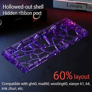 GH60 Keyboard Case Hollow Transparent 60% Key Layouts Out Keyboard Shell for Holy60/MAD60/GT60/Wooti